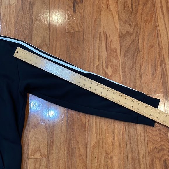 Adidas Mens Large Black Hoodie with Kangaroo Pocket White Stripes - Picture 4 of 13